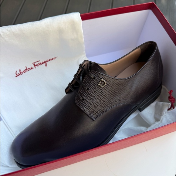 $750 FERRAGAMO Men’s Spencer Lace-Up Leather Loafers Shoes - Picture 3 of 11